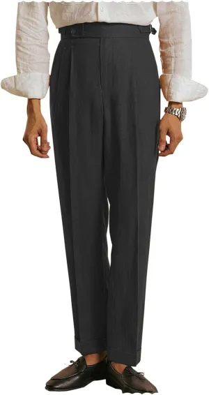 Vintage Men's Linen Pants Lightweight Premium Regular Fit Classic Dress Pants for Men Spring Summer