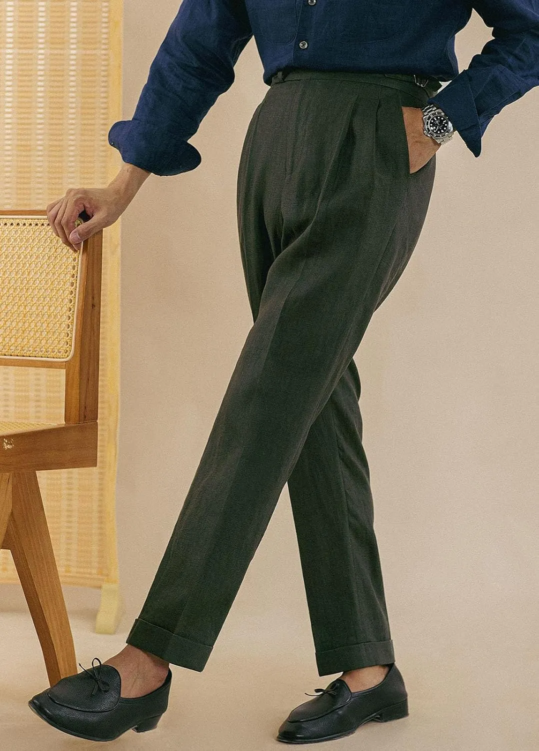 Vintage Men's Linen Pants Lightweight Premium Regular Fit Classic Dress Pants for Men Spring Summer