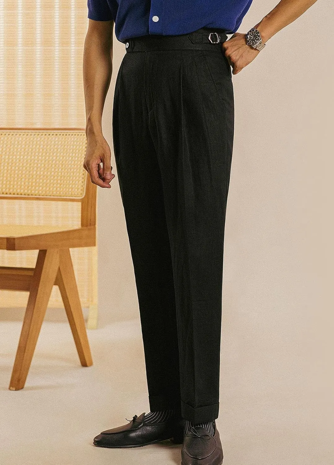 Vintage Men's Linen Pants Lightweight Premium Regular Fit Classic Dress Pants for Men Spring Summer