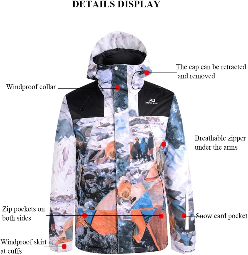 Waterproof Ski Jacket Windbreakers Snowboarding Jacket Men Women Winter Snow Coat Hooded Raincoat Windproof Skiing Clothing