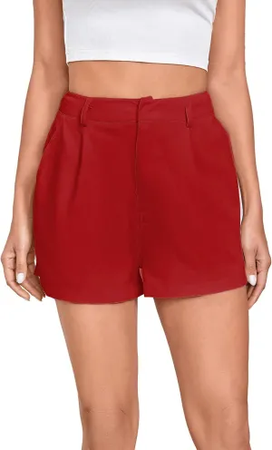 WDIRARA Women's High Waisted Button Wide Leg Casual Shorts with Pockets