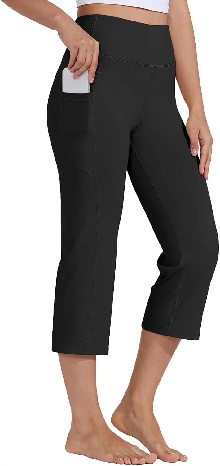 Wide Leg Capri Pants for Women Ladies Loose Pull on Crop Yoga Pants Athletic Exercise Lounge Elastic Waist Capris