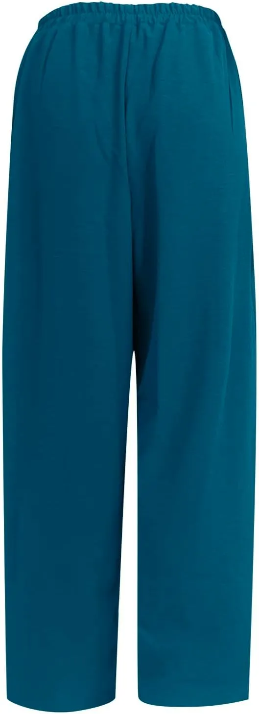 Wide Leg Pants Womens Casual Solid Sweatpants Straight Wide Leg Loose Trousers Elastic Belt Joggers with Pocket