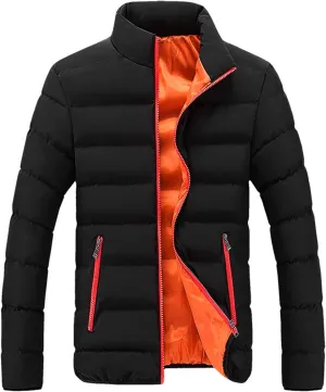 Winter Coats for Men Plus Size Stand Collar Full Zip Puffer Jacket Thick Quilted Down Coat Casual Coat Ski Jacket