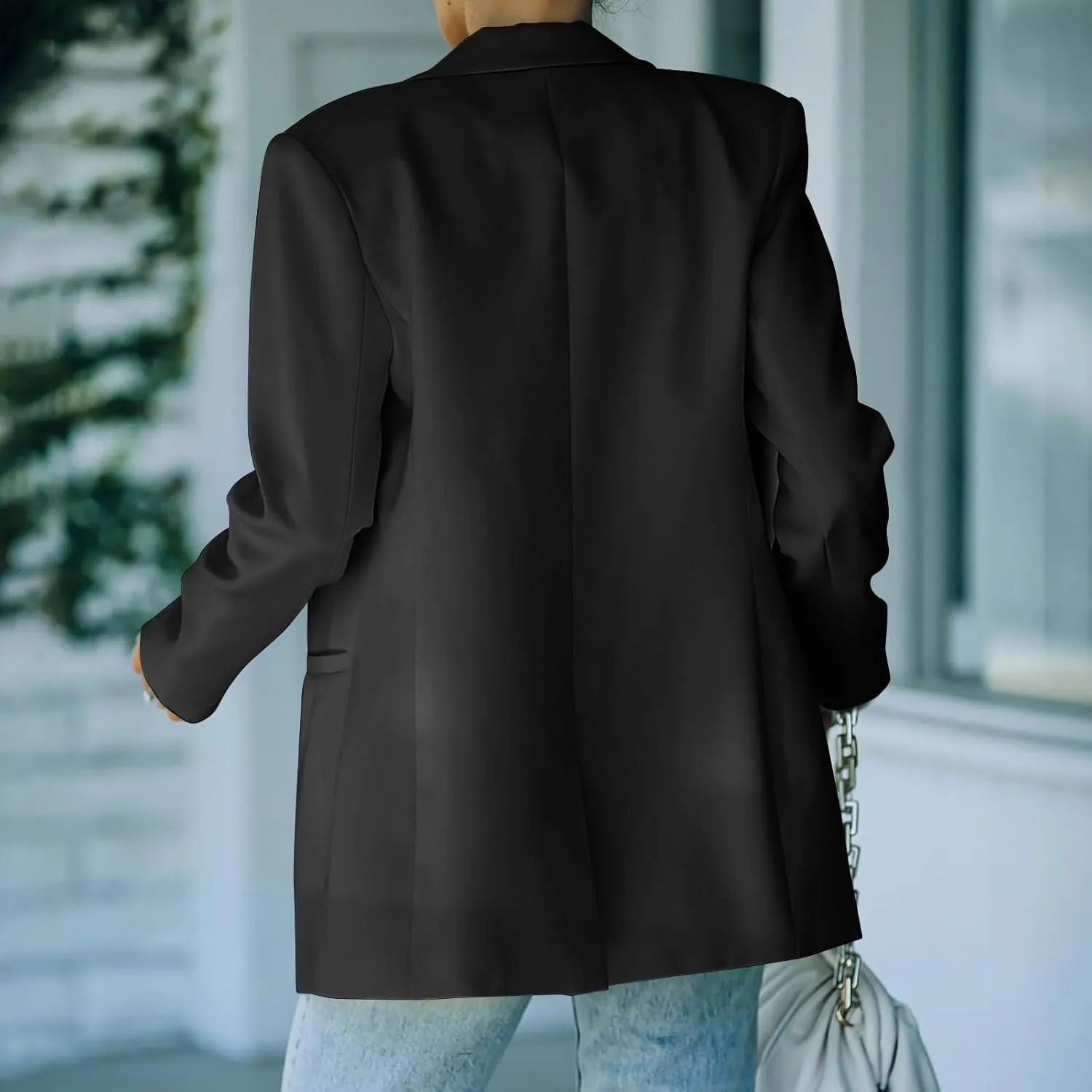 Wkishenl Blazers for Women Business Casual Long Sleeve Solid Blazer Jacket Button Down Open Front Jacket Work Office Suits