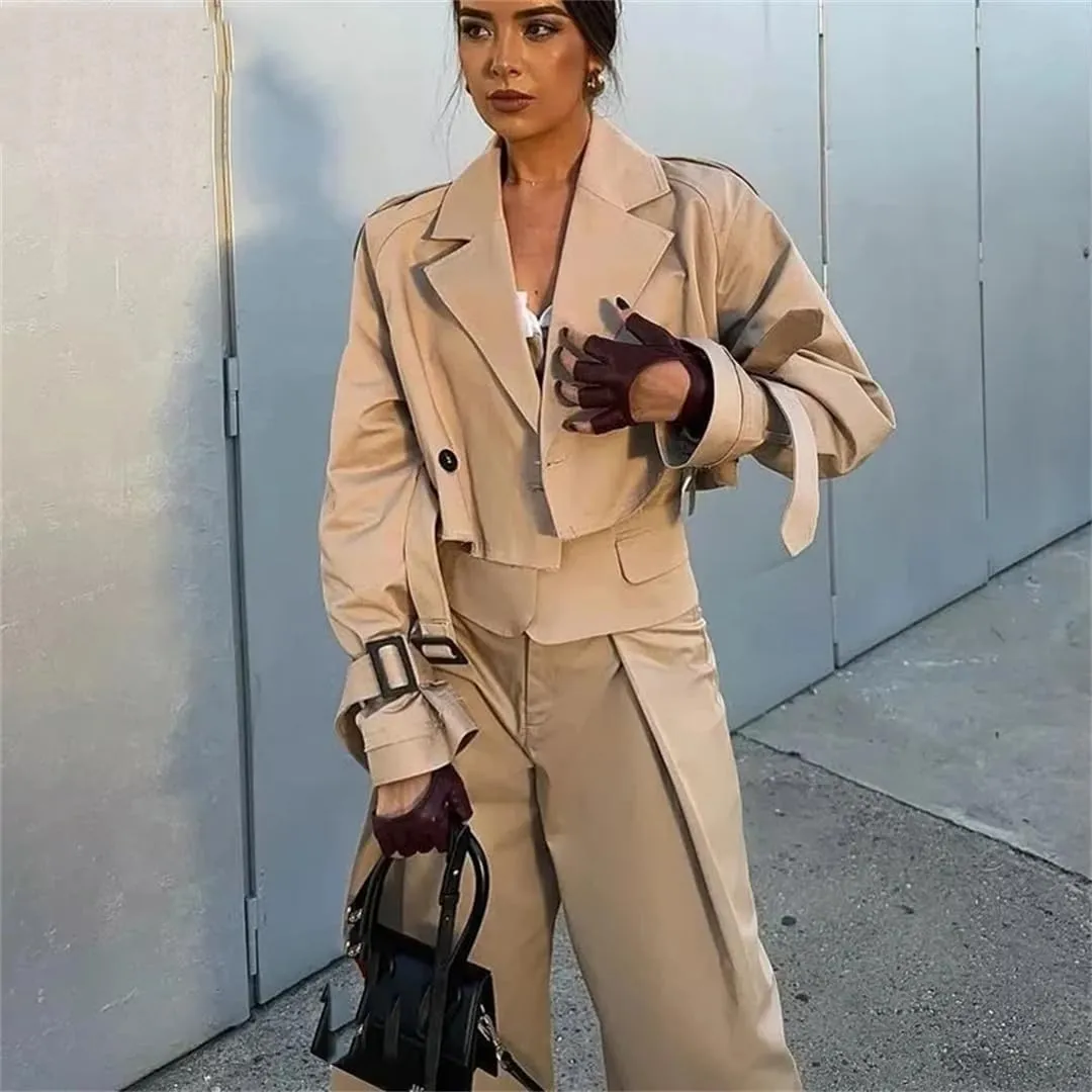 Woman Trench Coat Women Long Sleeve Short Elegant Coats Women's Fashion Windbreakers