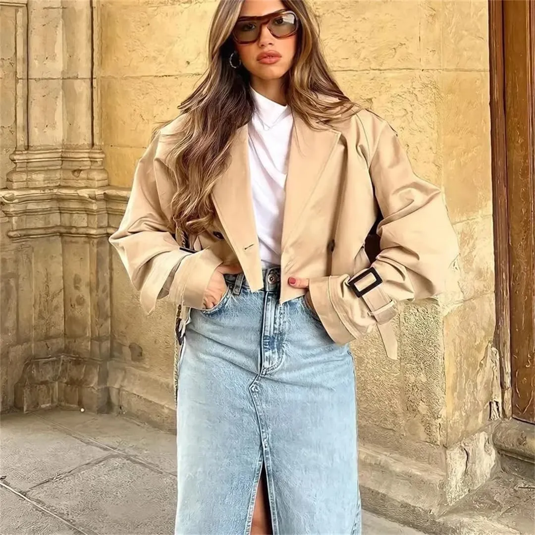 Woman Trench Coat Women Long Sleeve Short Elegant Coats Women's Fashion Windbreakers