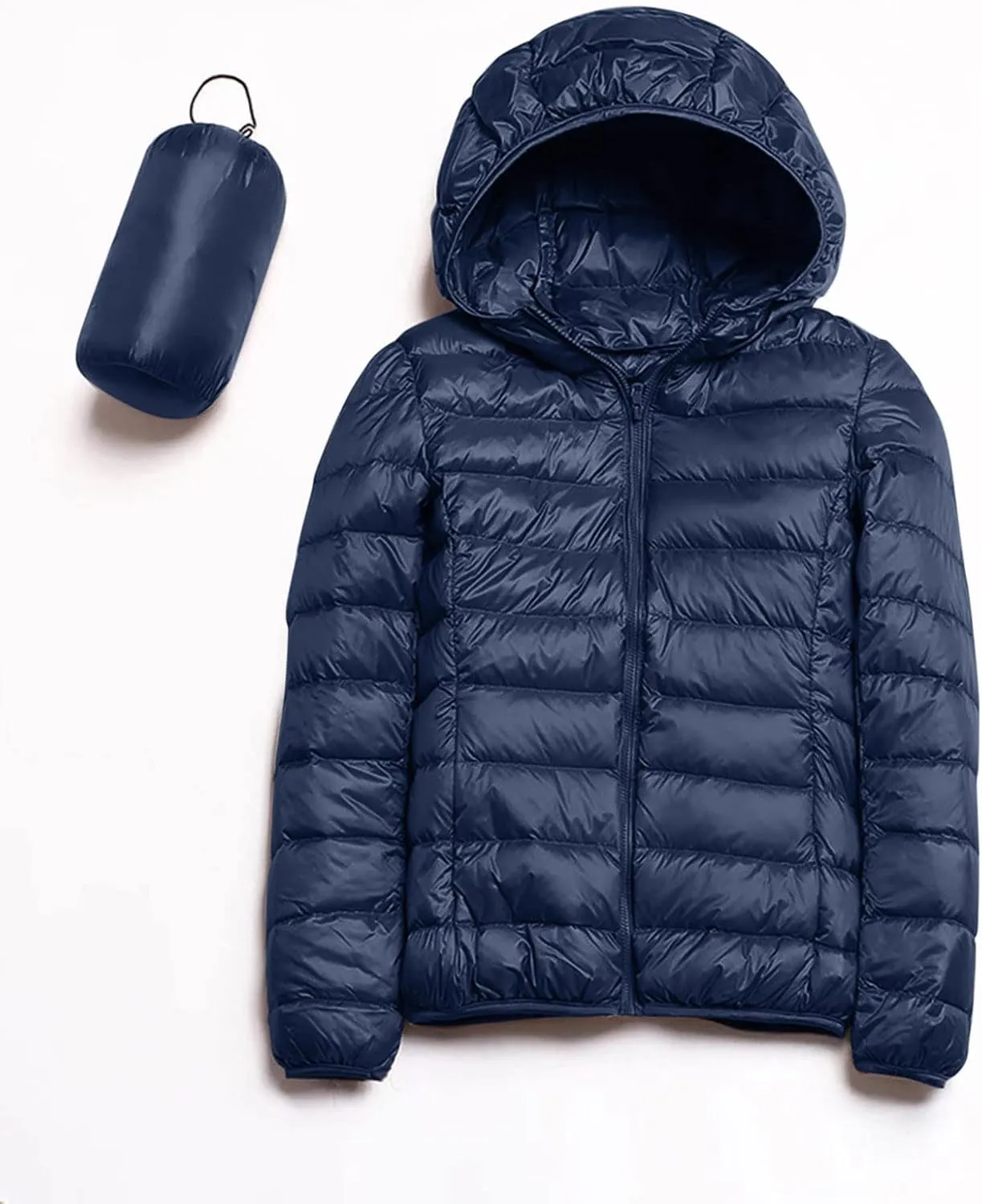 Women Down Puffer Jacket Hooded Lightweight Packable Quilted Travel Puffer Coat Comfy Winter Warm Down Jacket Outwear