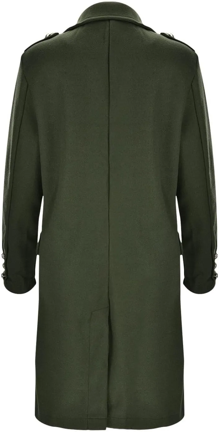 Women Winter Wool Blend Mid-Long Trench Coat Notch Lapel Double-Breasted Overcoat Jacket Fashion Pea Coats Outwear