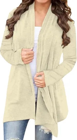 Womens 2023 Fall Winter Coats Lined Zip Hoodie Long Sweatshirt Open Front Long Lantern Sleeve Cardigan Oversized Coat