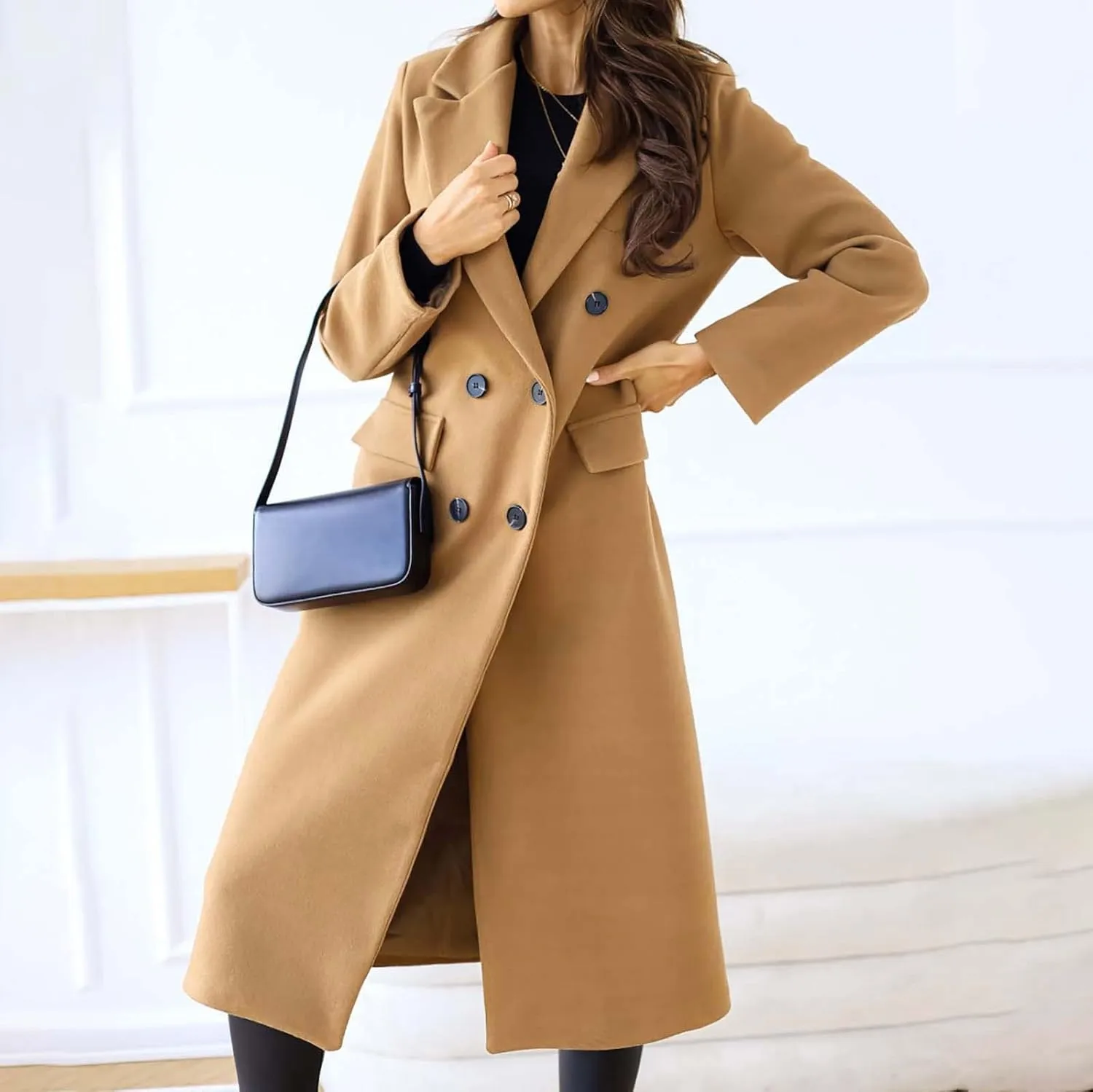 Women's 2023 Fashion Winter Coat Down Lapel Plush Plaid Coat Loose Long Coat Womens Coats Winter Womens Trench Coat