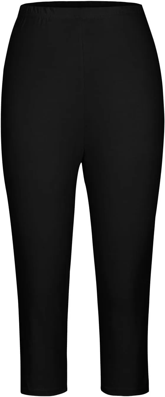 Womens Capri Leggings for Summer Casual Stretch High Waist Leggings Under Dress Lightweight Soft Capris Cropped Pants