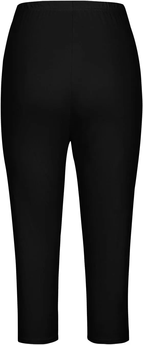 Womens Capri Leggings for Summer Casual Stretch High Waist Leggings Under Dress Lightweight Soft Capris Cropped Pants