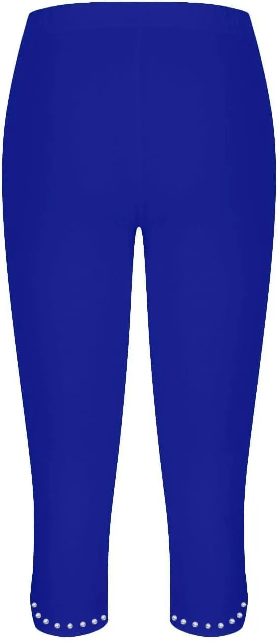 Women's Capri Leggings with Rhinestone 2025 Summer High Waist Cropped Yoga Pants Cutout Keyhole Stretchy Capri Tights