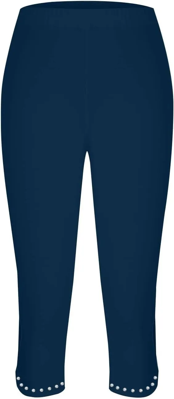 Women's Capri Leggings with Rhinestone 2025 Summer High Waist Cropped Yoga Pants Cutout Keyhole Stretchy Capri Tights