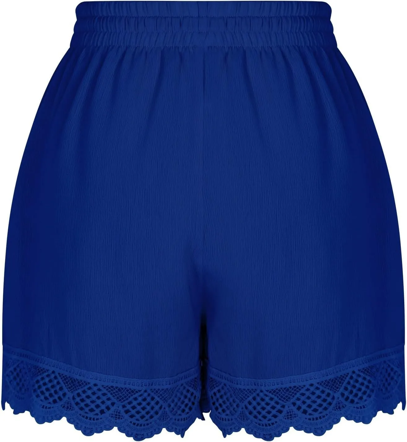 Women's Casual Shorts with Pockets Lace Trim Front Pleated Drawstring Stylish Comfortable Loose Fitting Summer Pants