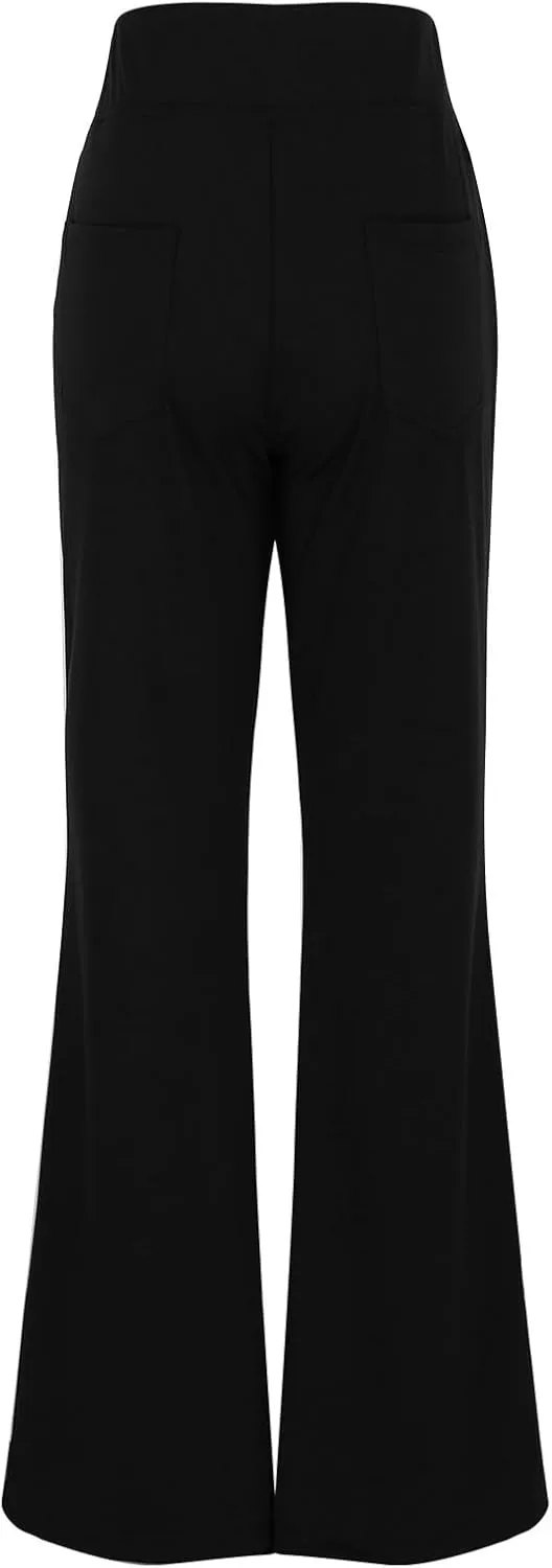 Womens Dress Pants Stretchy High Waisted Bell-Bottoms Slacks Office Business Casual Bootcut Trousers with Pockets