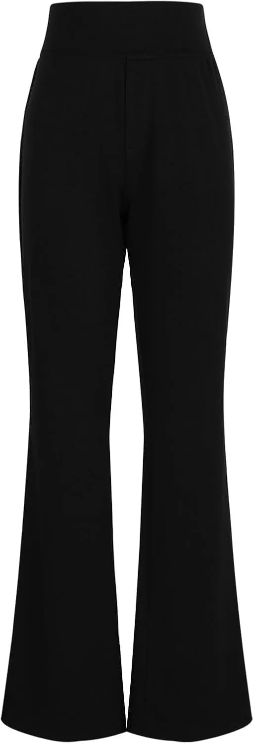 Womens Dress Pants Stretchy High Waisted Bell-Bottoms Slacks Office Business Casual Bootcut Trousers with Pockets