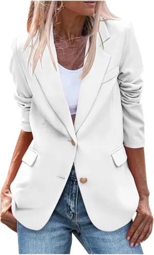 Womens Fall Fashion Casual Versatile Blazers Long Sleeve Open Front Work Suit Office Blazer Jackets with Pockets