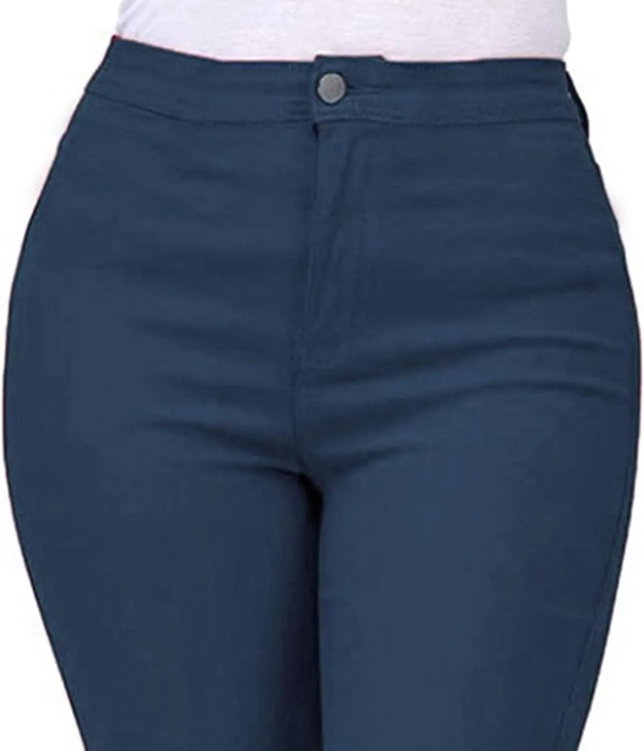 Women's Jean Look Stretchy Jeggings Solid Color High Waist Legging Plus Size Slim Fit Skinny Jeans Pencil Pants Pocket