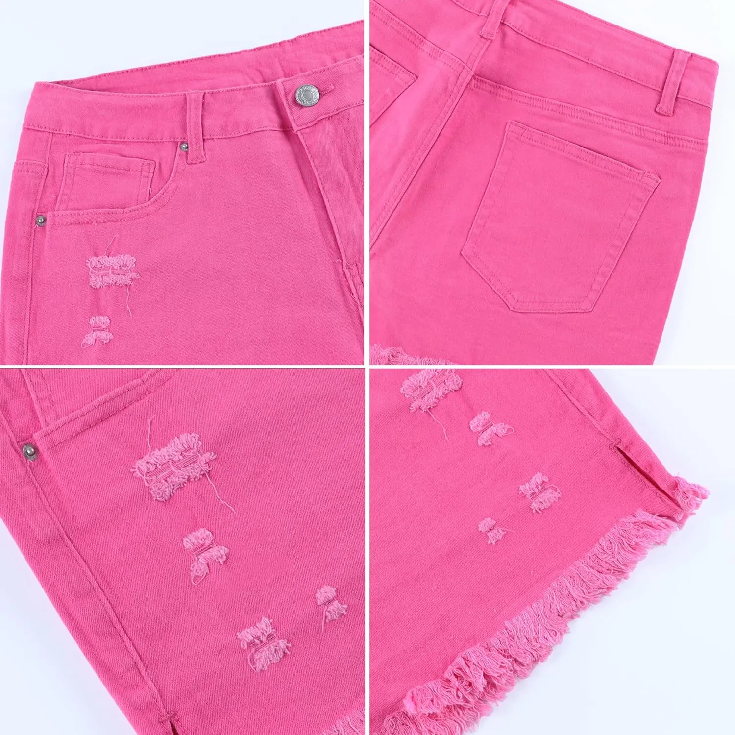 Womens Jean Shorts 2025 Summer Vacation High Waisted Frayed Raw Hem Ripped Skinny Casual Shorts
