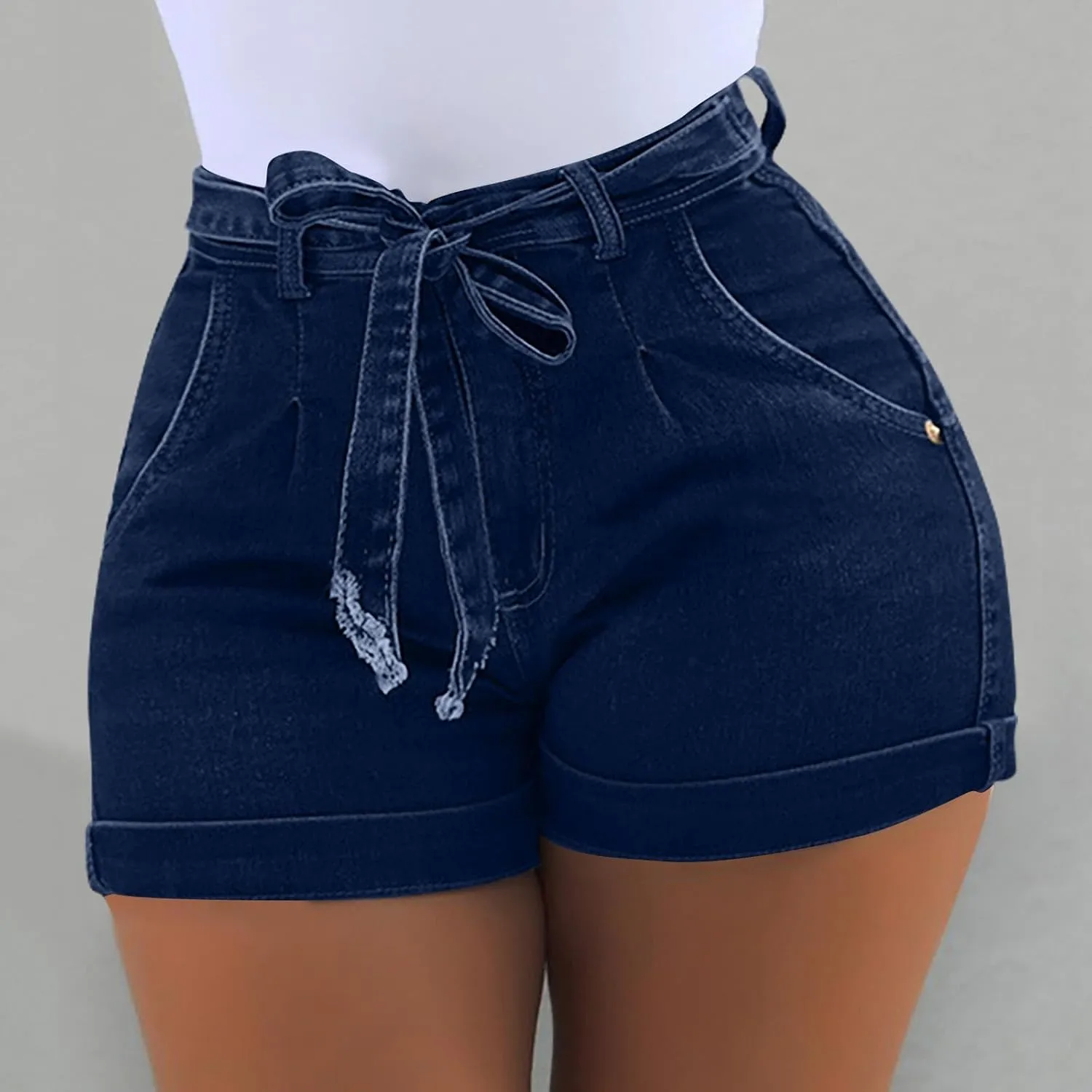 Womens Jean Shorts Stretchy High Waisted Summer Casual Denim Skinny Butt Lift Shorts Elastic Fashion Y2k Jeans Shorts
