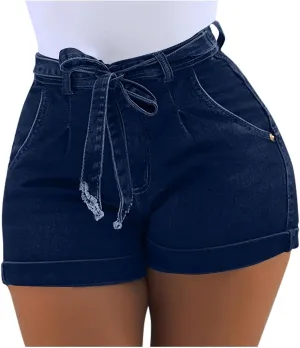 Womens Jean Shorts Stretchy High Waisted Summer Casual Denim Skinny Butt Lift Shorts Elastic Fashion Y2k Jeans Shorts