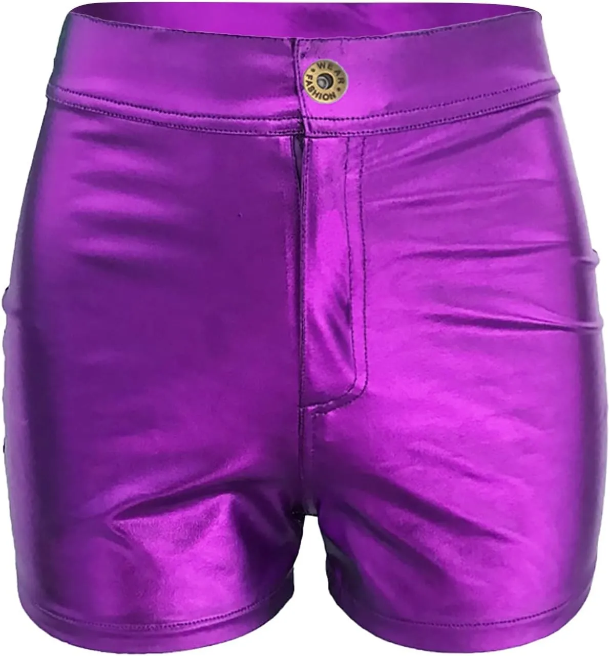Women's Metallic Rave Shorts Sparkly Shiny Faux Leather Sexy High Waisted Bottoms Dance Concert Sexy Short Hot Pants