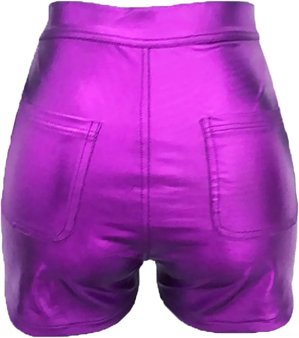 Women's Metallic Rave Shorts Sparkly Shiny Faux Leather Sexy High Waisted Bottoms Dance Concert Sexy Short Hot Pants