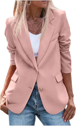Women's Open Front Business Casual Pockets Work Office Blazer Long Sleeve Jacket Suit Lightweight Fashion Coat 2024