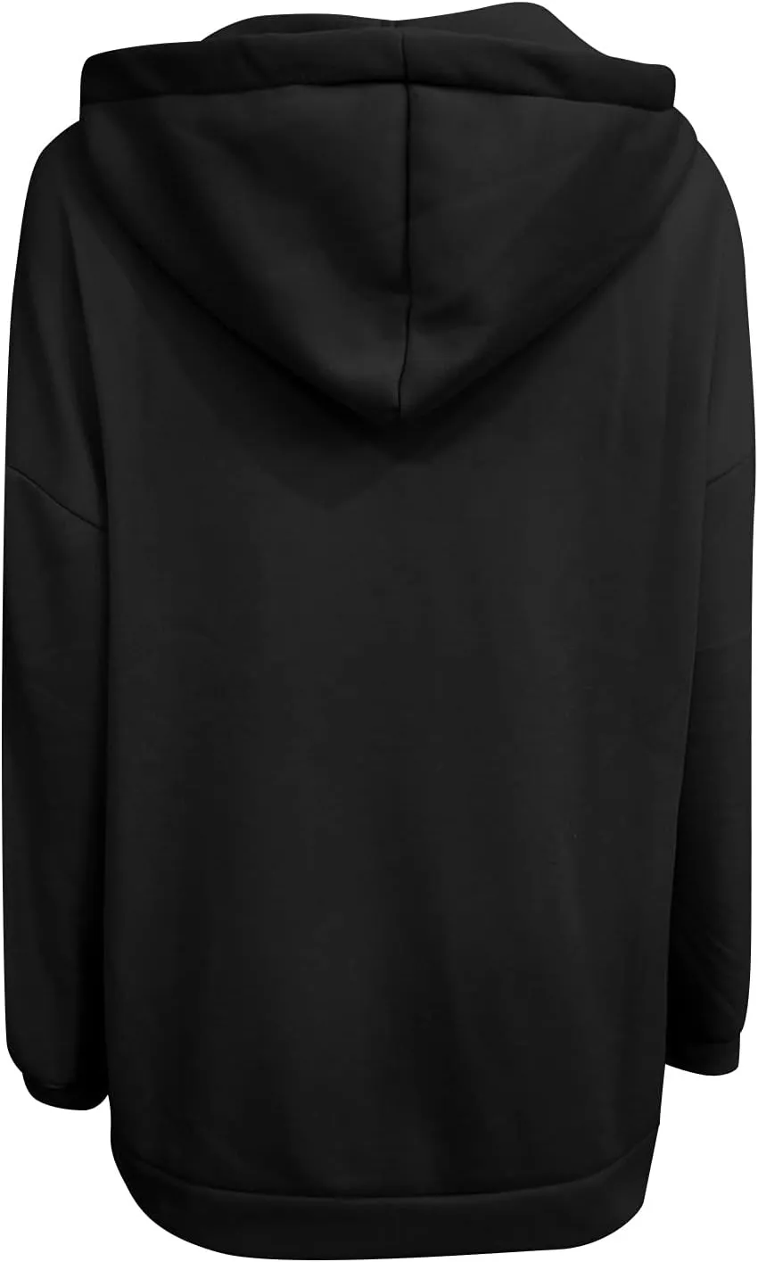 Women's Oversized Long Hoodies Jacket Casual Zip Up Cowl Neck Sweatshirts Pullover Coat Drawstring Tops with Pockets