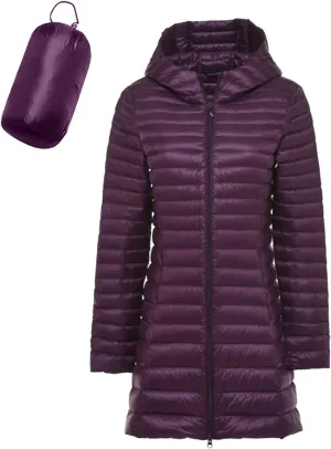 Women's Packable Down Jacket Lightweight Winter Warm Quilted Puffer Coat Fashion Zippered Slim Fit Travel Down Jacket