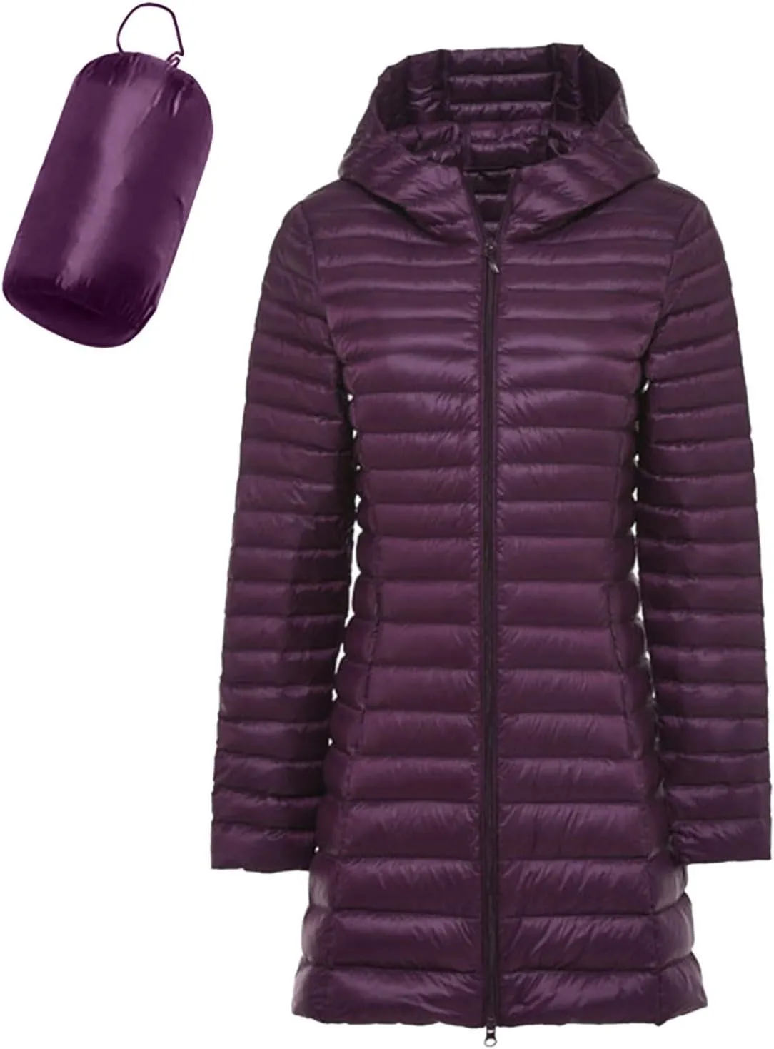 Women's Packable Down Jacket Lightweight Winter Warm Quilted Puffer Coat Fashion Zippered Slim Fit Travel Down Jacket