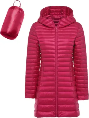 Women's Packable Down Jacket Lightweight Winter Warm Quilted Puffer Coat Fashion Zippered Slim Fit Travel Down Jacket