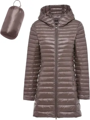 Women's Packable Down Jacket Lightweight Winter Warm Quilted Puffer Coat Fashion Zippered Slim Fit Travel Down Jacket
