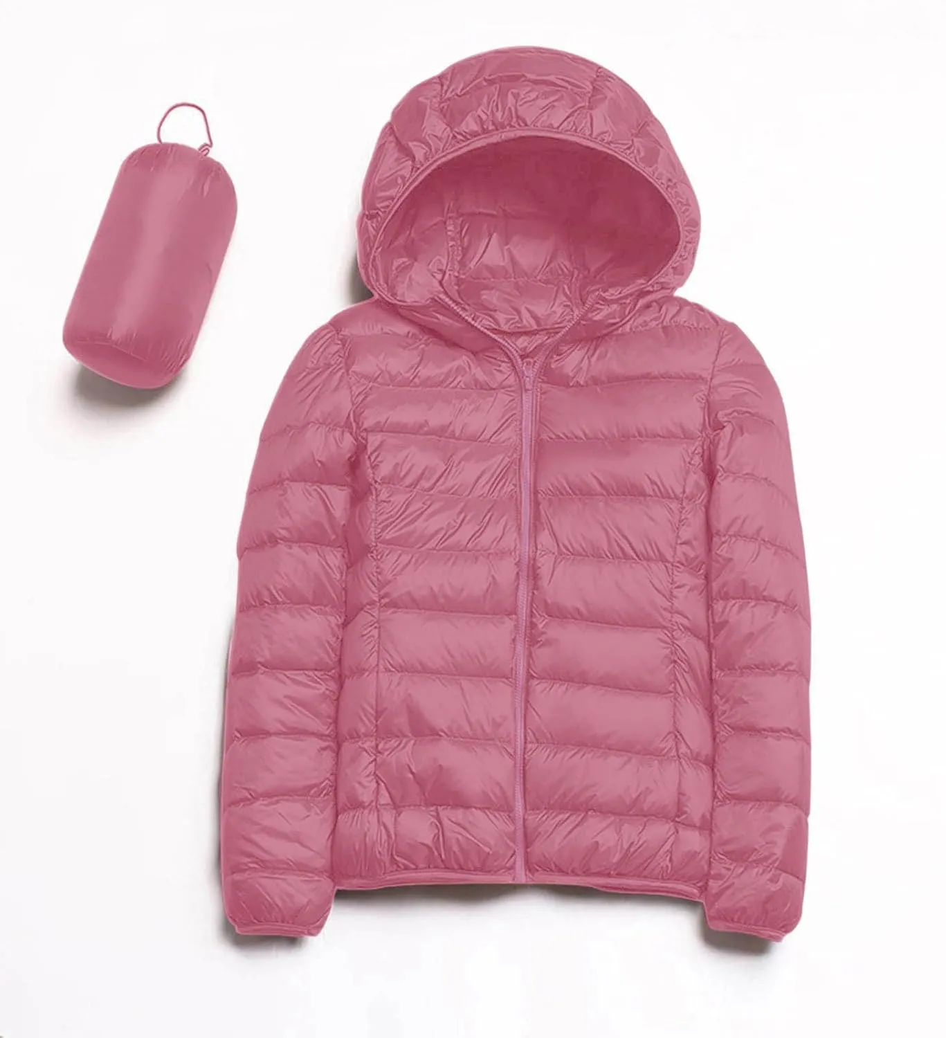 Women's Packable Down Jacket Lightweight Winter Warm Quilted Puffer Coat Fashion Zippered Slim Fit Travel Down Jacket