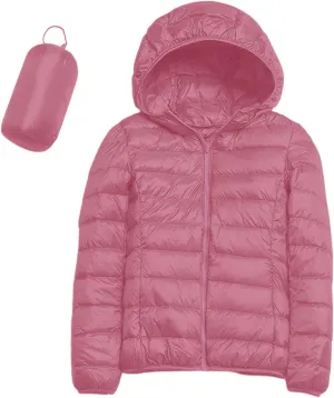 Women's Packable Down Jacket Lightweight Winter Warm Quilted Puffer Coat Fashion Zippered Slim Fit Travel Down Jacket