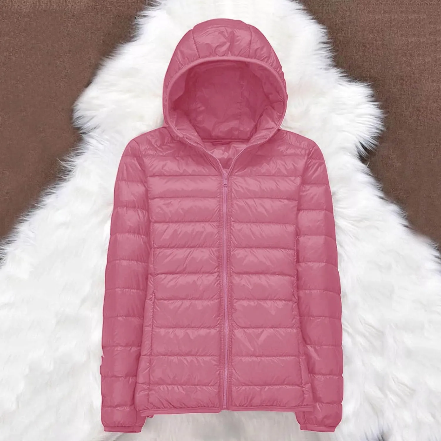 Women's Packable Down Jacket Lightweight Winter Warm Quilted Puffer Coat Fashion Zippered Slim Fit Travel Down Jacket