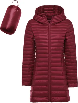 Women's Packable Down Jacket Lightweight Winter Warm Quilted Puffer Coat Fashion Zippered Slim Fit Travel Down Jacket