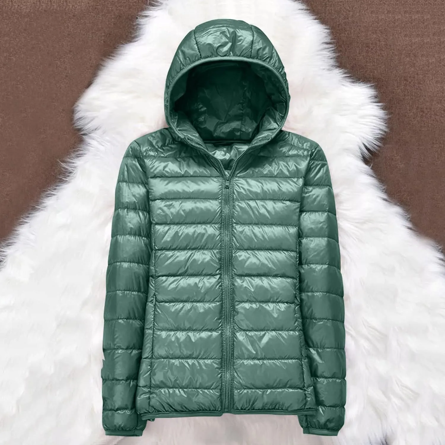 Women's Puffer Coats Lightweight Oversized Long Sleeve Jacket solid Warm Waterproof Packable Winter Coat with pocket