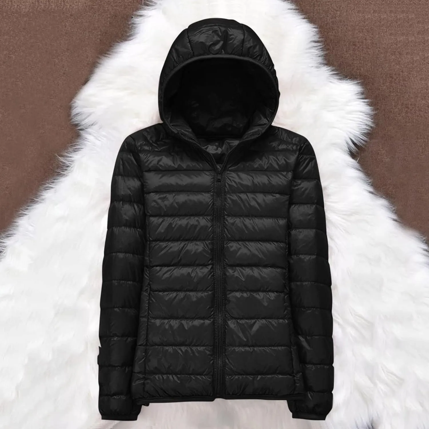 Women's Puffer Coats Lightweight Oversized Long Sleeve Jacket solid Warm Waterproof Packable Winter Coat with pocket