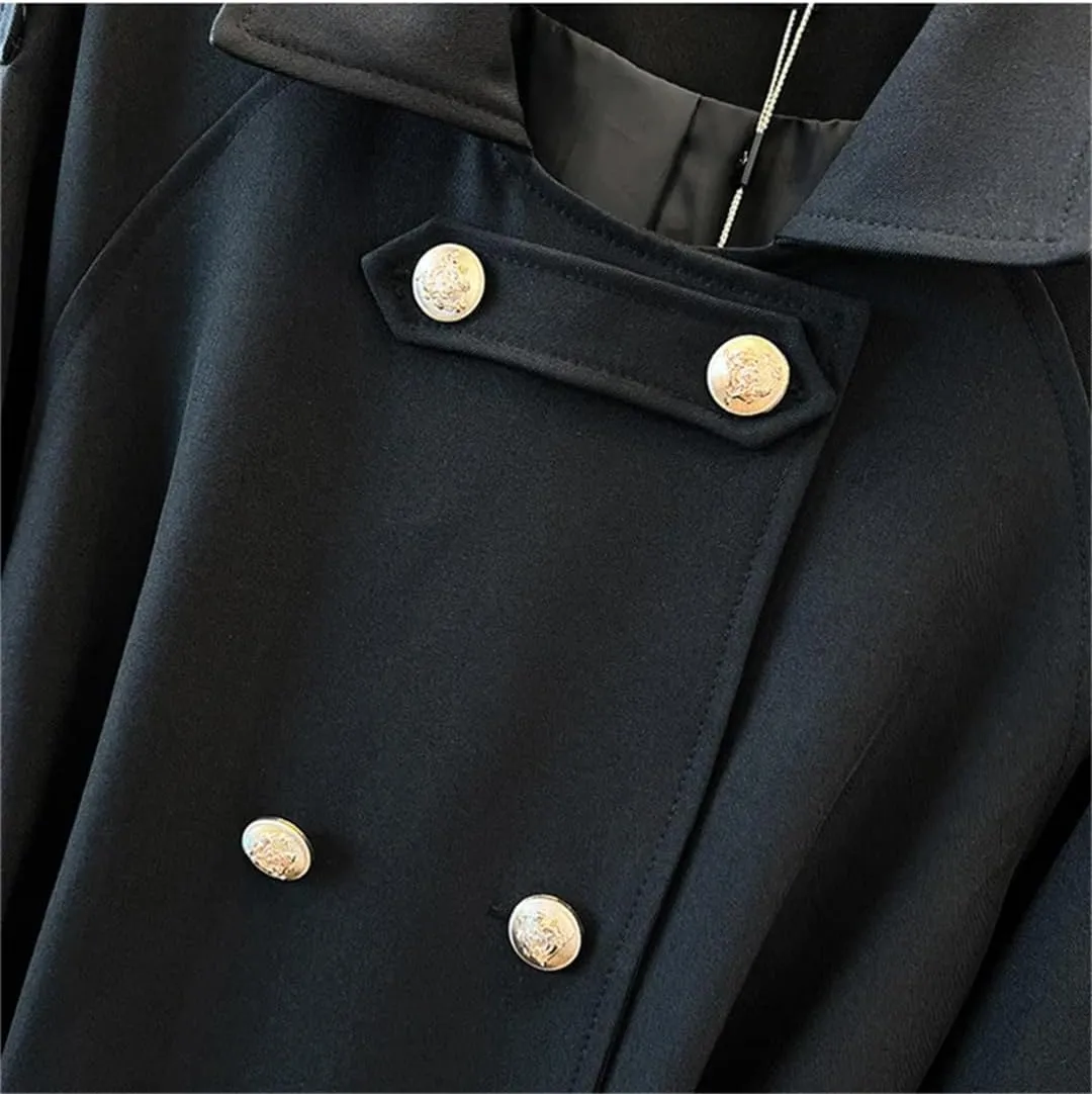Women's Trench Coat Oversize Long Windbreakers Double-Breasted Belt Overcoat Streetwear Outerwear