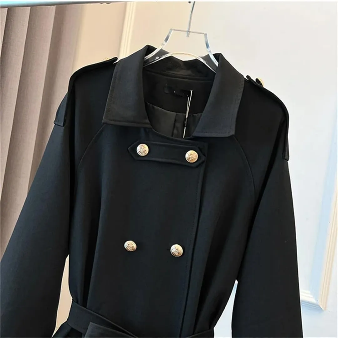 Women's Trench Coat Oversize Long Windbreakers Double-Breasted Belt Overcoat Streetwear Outerwear