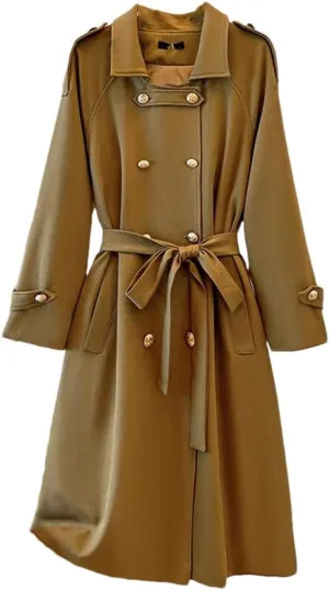 Women's Trench Coat Oversize Long Windbreakers Double-Breasted Belt Overcoat Streetwear Outerwear