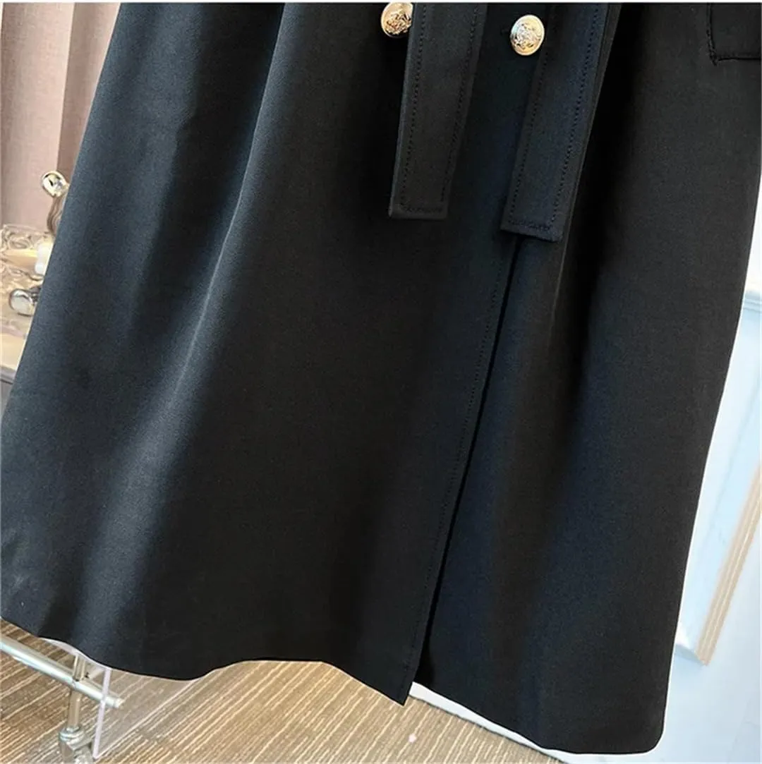 Women's Trench Coat Oversize Long Windbreakers Double-Breasted Belt Overcoat Streetwear Outerwear