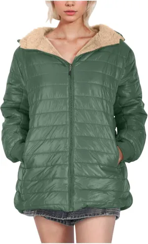 Womens Winter Coats Plus Size Full Zip Packable Lightweight Jacket Women 2024 Warm Quilted Puffer Jacket with Hood