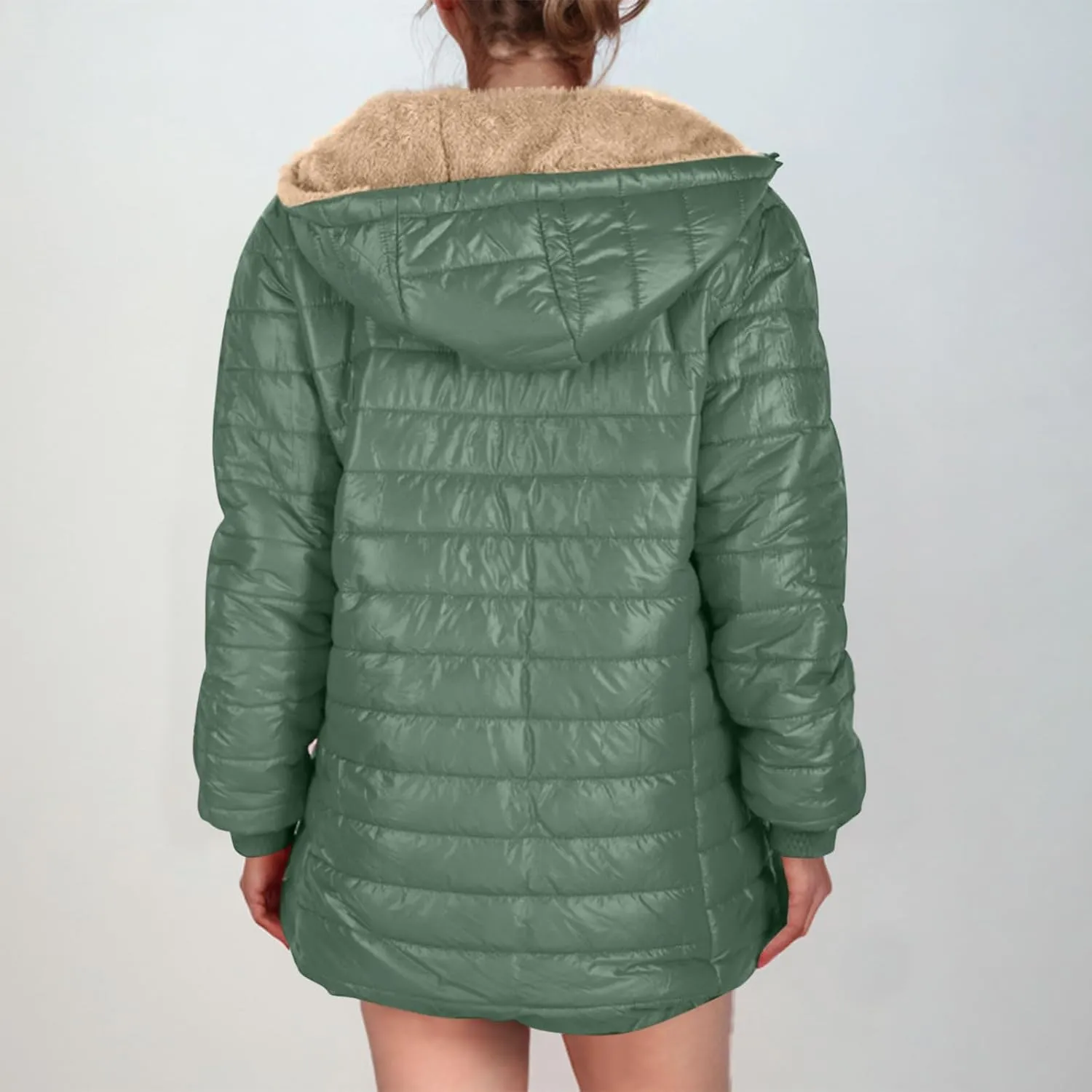 Womens Winter Coats Plus Size Full Zip Packable Lightweight Jacket Women 2024 Warm Quilted Puffer Jacket with Hood
