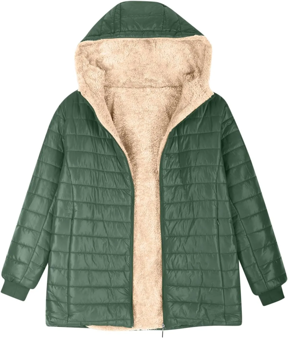 Womens Winter Coats Plus Size Full Zip Packable Lightweight Jacket Women 2024 Warm Quilted Puffer Jacket with Hood