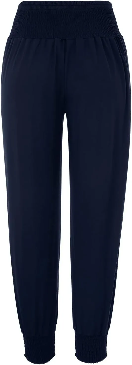 Womens Yoga Pants Comfortable Tapered Athletic Pant Harem Pant Elastic Waist Solid Color Loose Lounge Pants Trousers