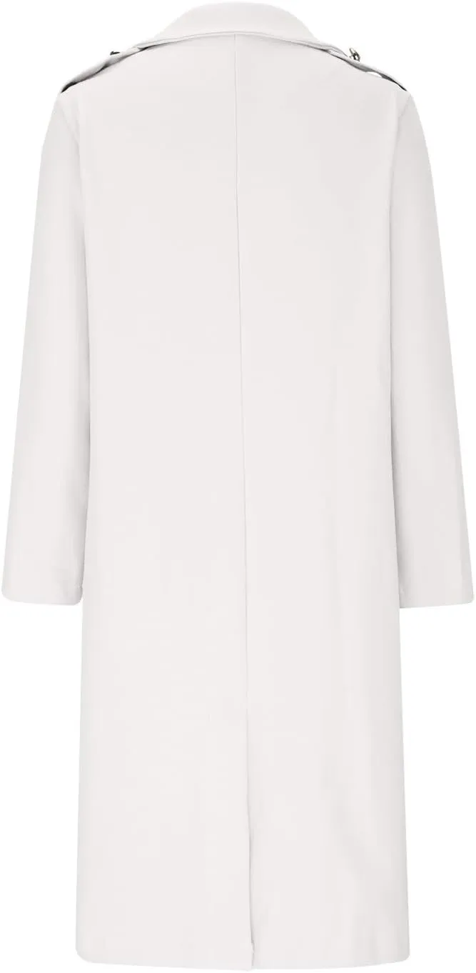 Wool Blend Trench Coat for Women, Fashion Casual Notch Lapel Double Breasted Mid Long Pea Coats Loose Overcoat Jacket